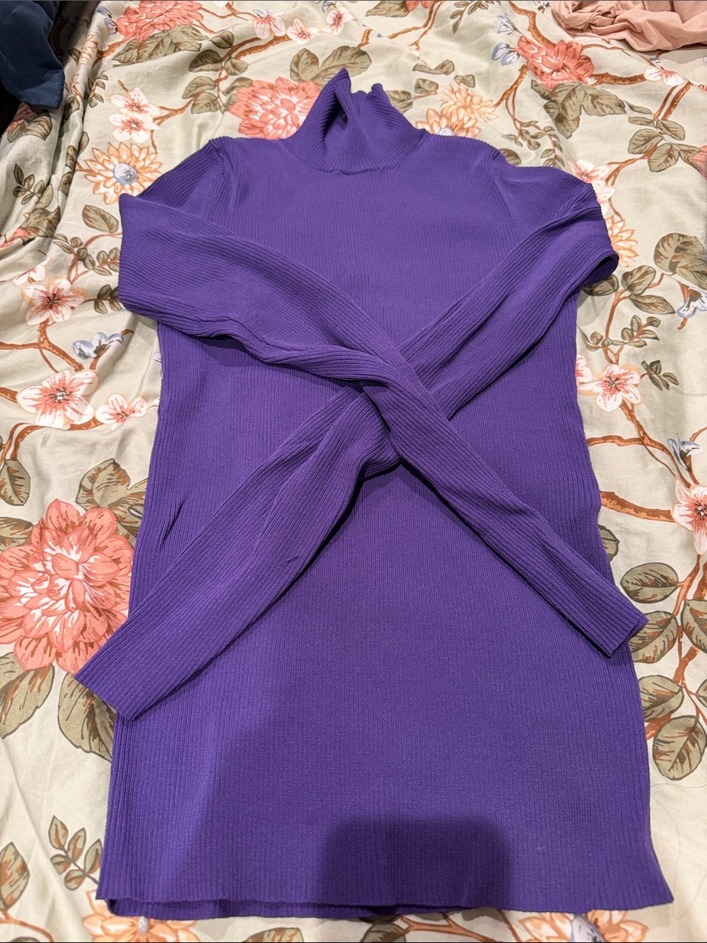 Maje Women's Purple Ribbed Turtleneck Sweater - Slim Fit
